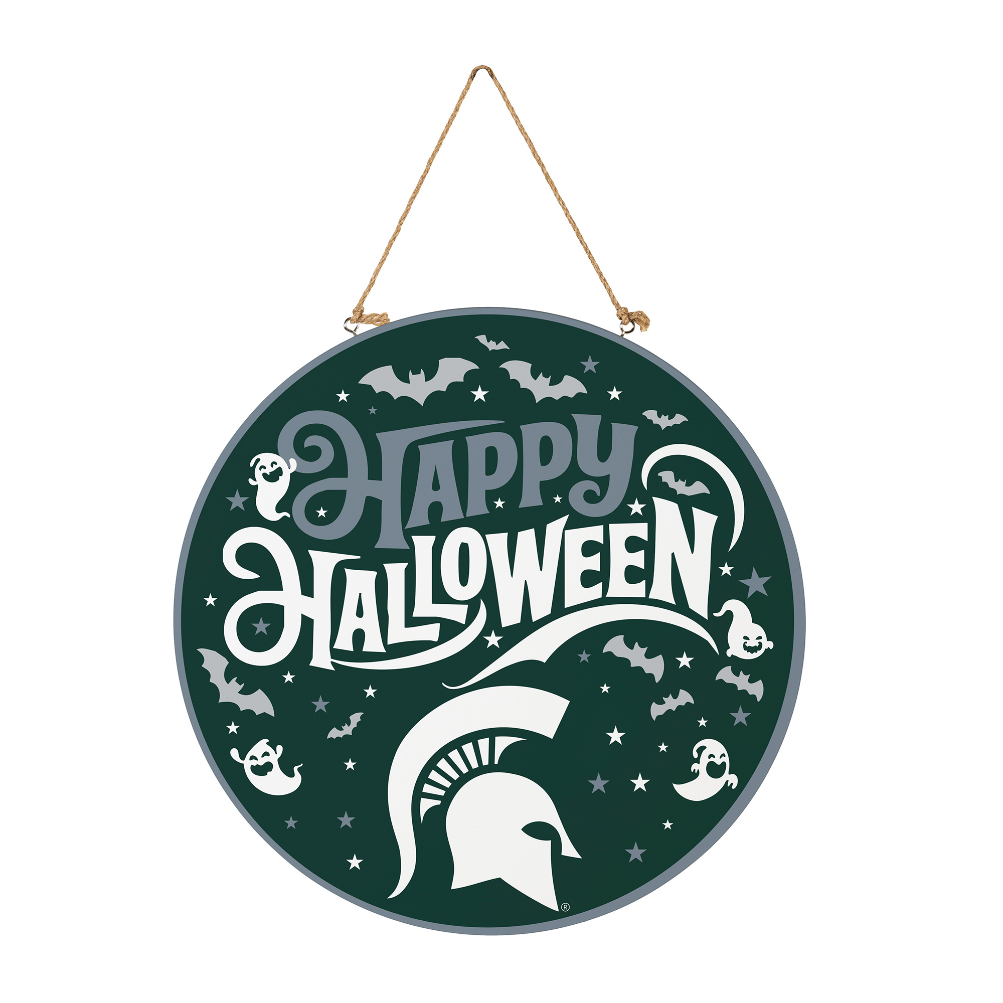 Michigan State Spartans 18" Happy Halloween Wooden Round Door Sign