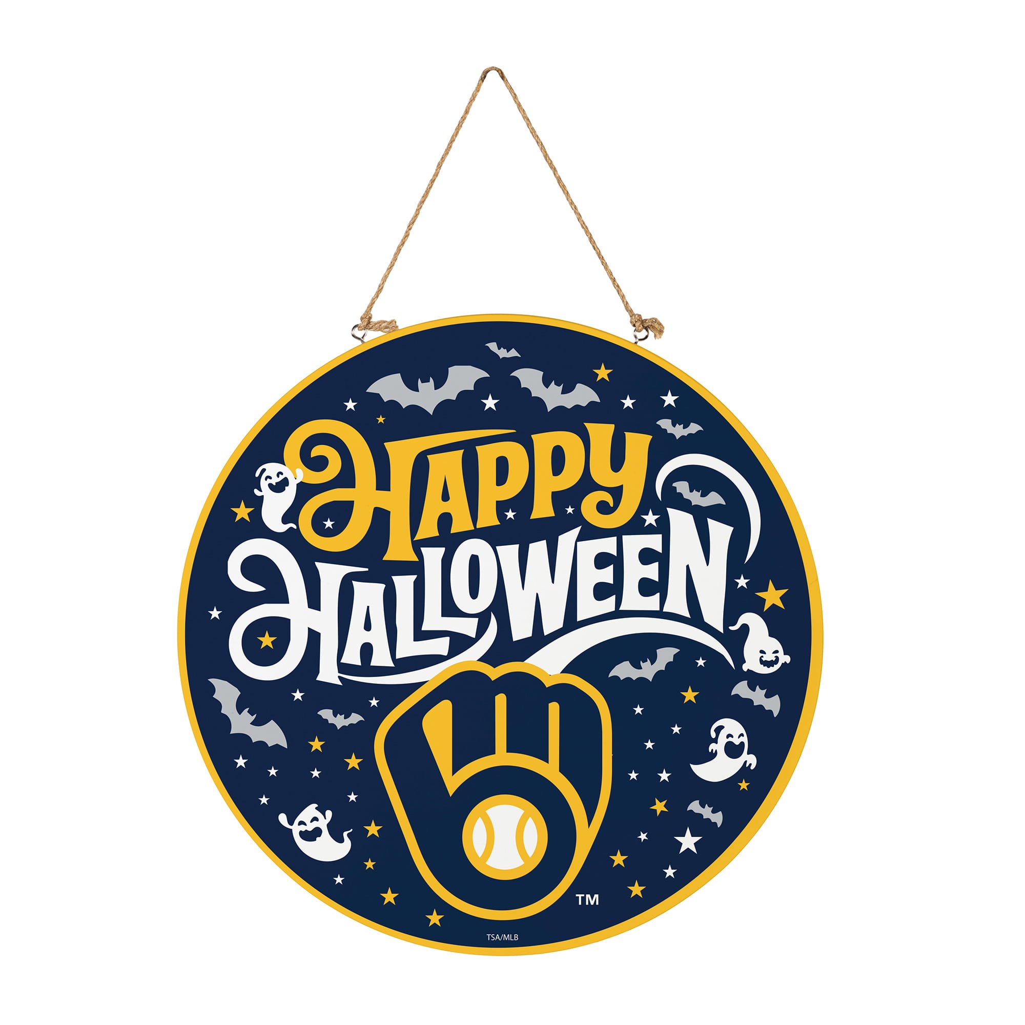 Milwaukee Brewers 18" Happy Halloween Wooden Round Door Sign