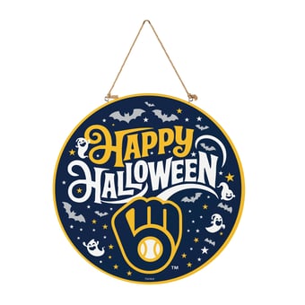 Milwaukee Brewers 18" Happy Halloween Wooden Round Door Sign