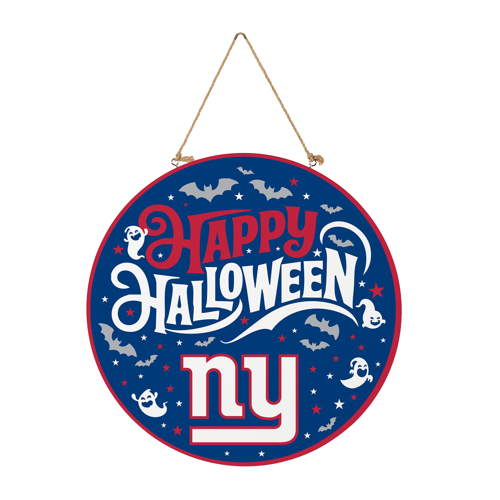 New York Giants 18″ Happy Halloween Wooden Round Door Sign