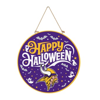 Minnesota Vikings 18" Happy Halloween Wooden Round Door Sign