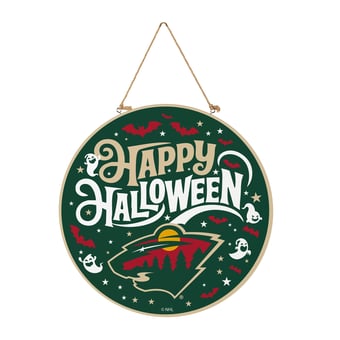 Minnesota Wild 18" Happy Halloween Wooden Round Door Sign