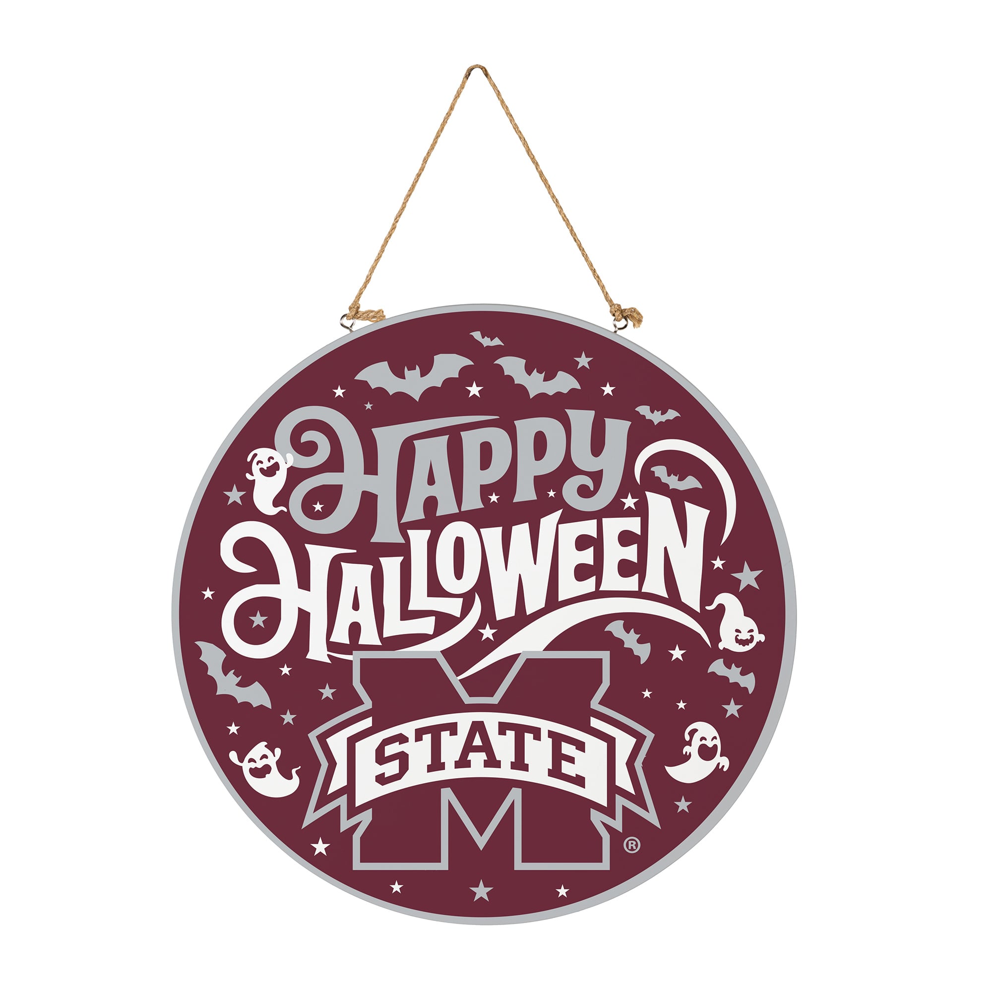Mississippi State Bulldogs 18" Happy Halloween Wooden Round Door Sign