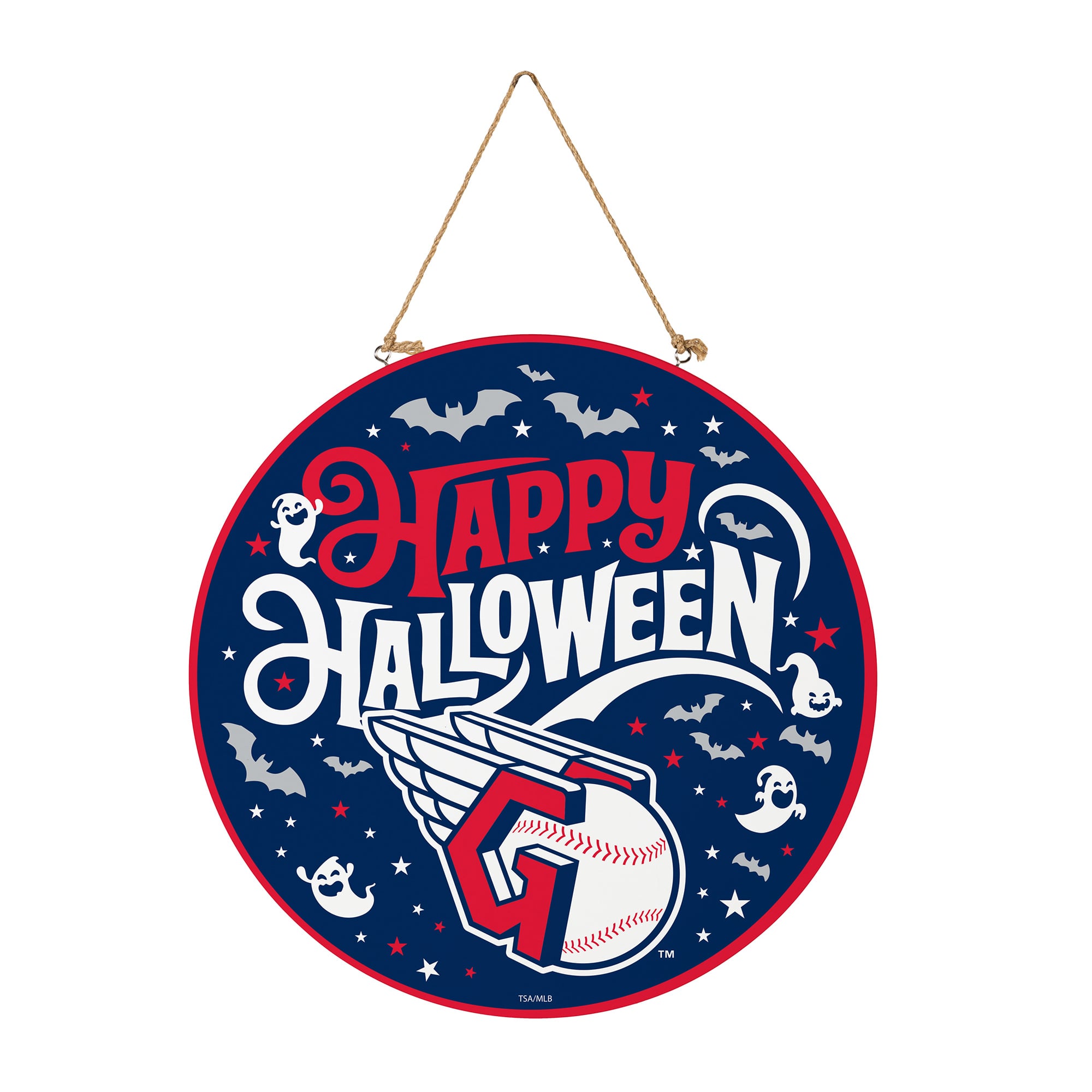 Cleveland Guardians 18" Happy Halloween Wooden Round Door Sign