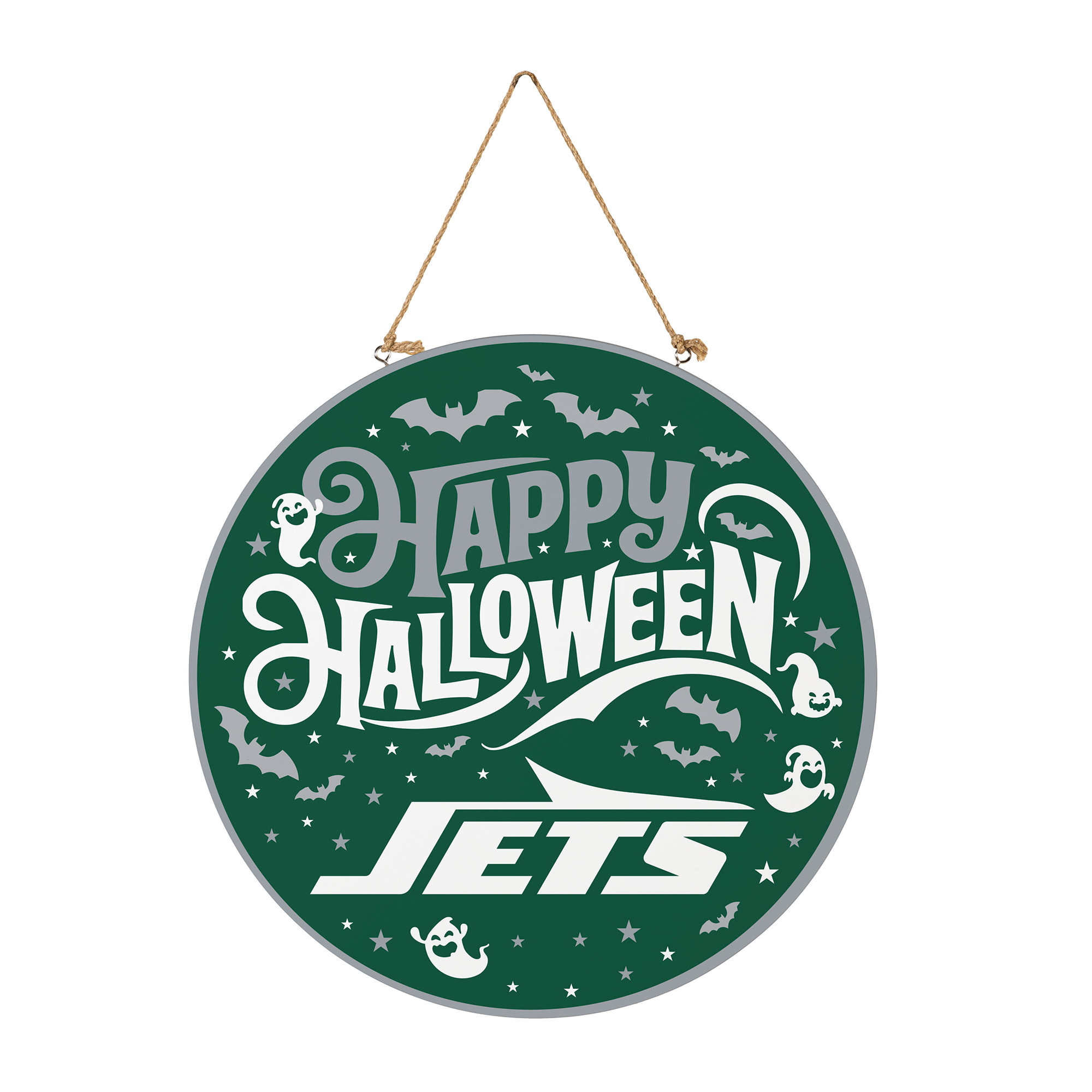 New York Jets 18" Happy Halloween Wooden Round Door Sign