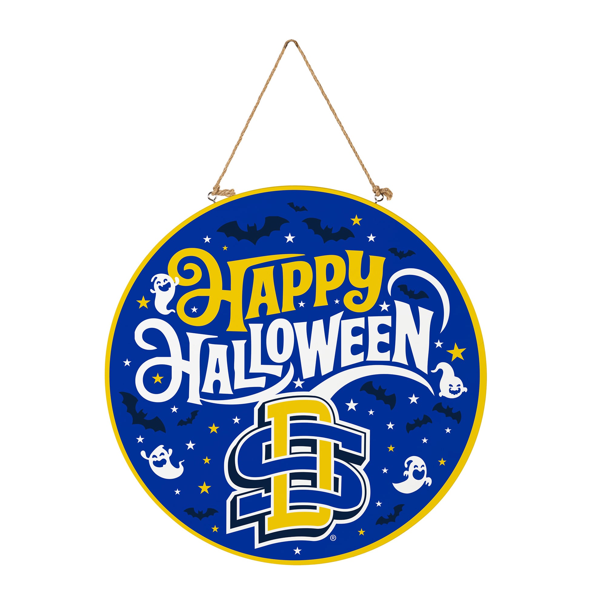 South Dakota State Jackrabbits 18" Happy Halloween Wooden Round Door Sign