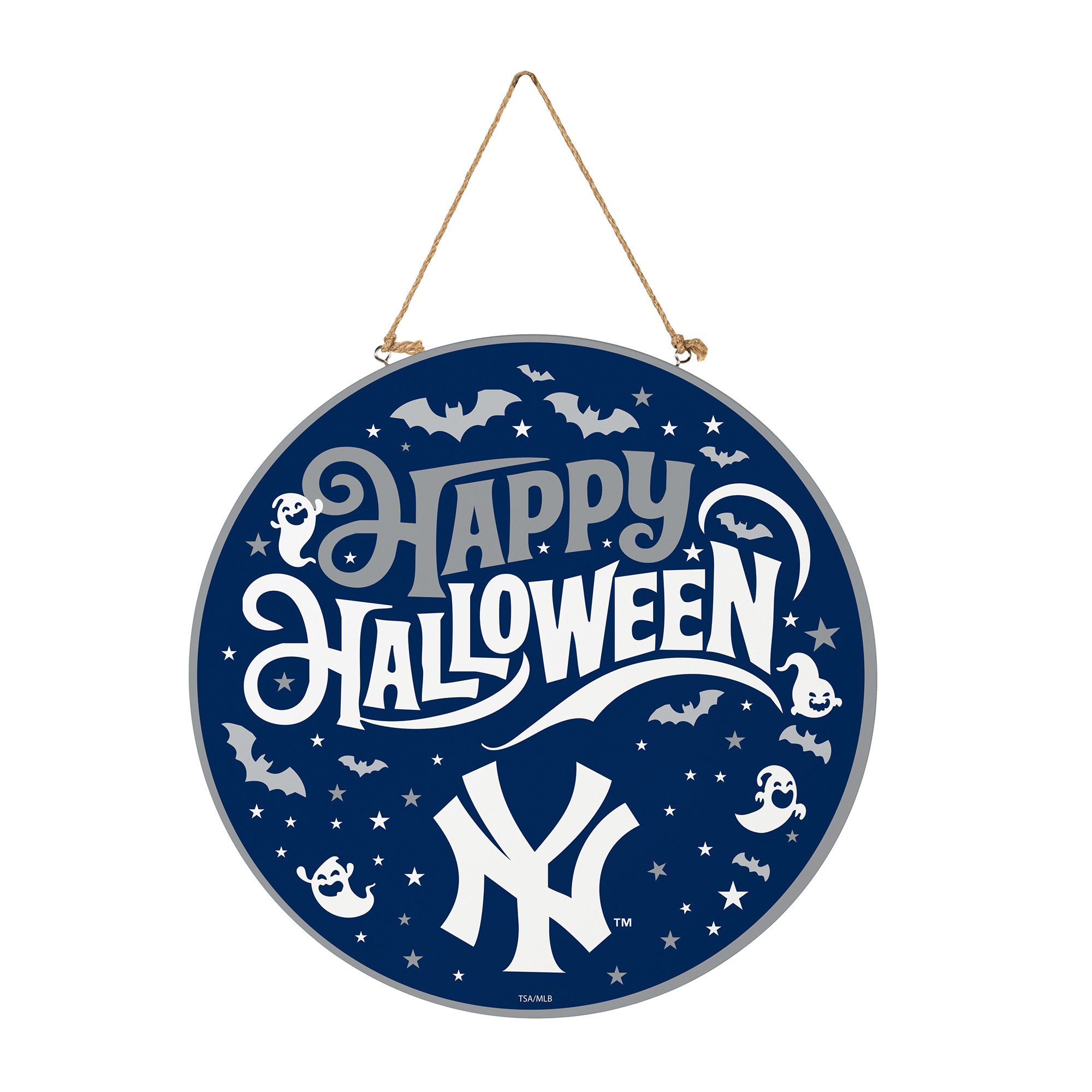 New York Yankees 18" Happy Halloween Wooden Round Door Sign