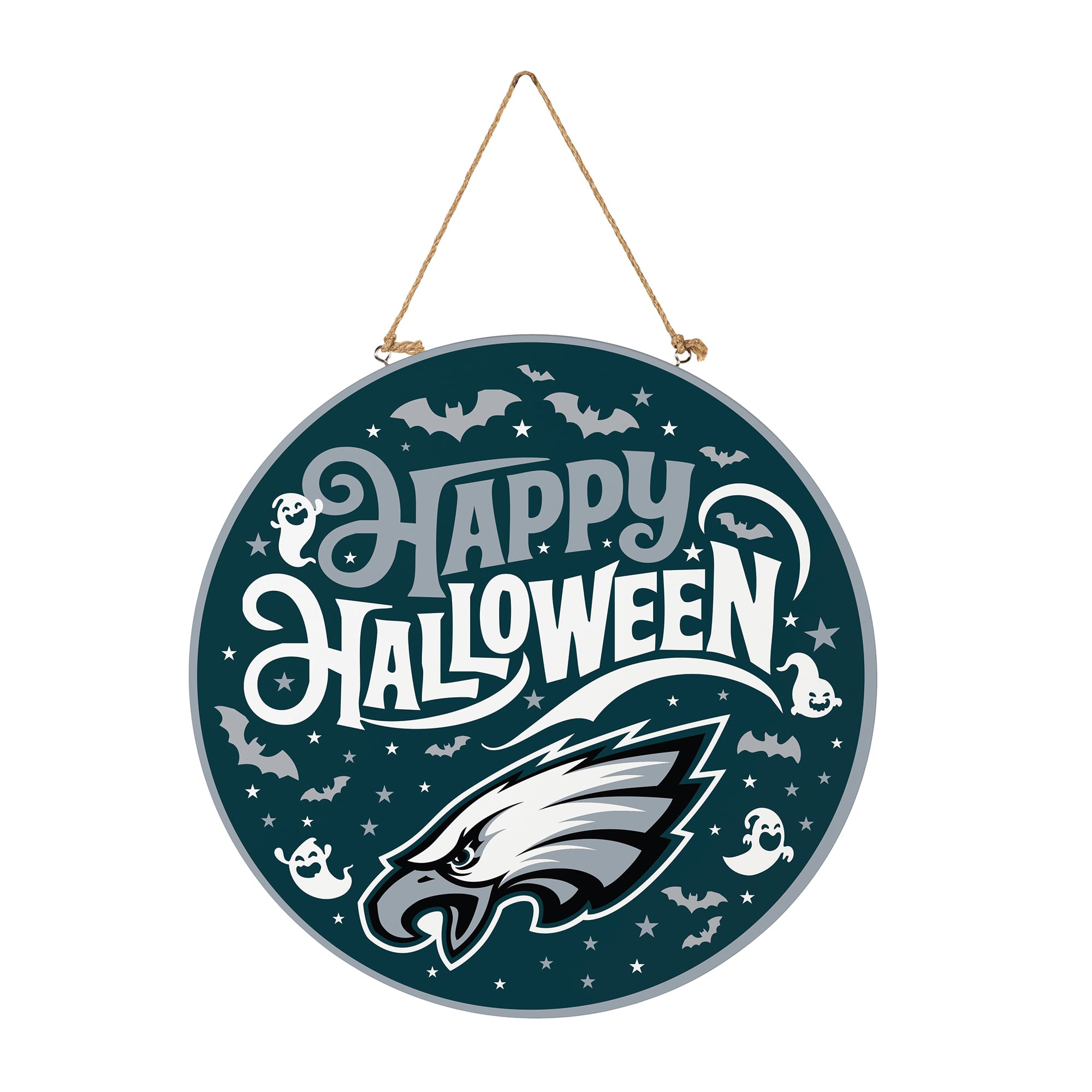 Philadelphia Eagles 18" Happy Halloween Wooden Round Door Sign