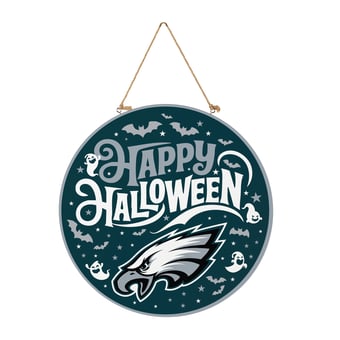 Philadelphia Eagles 18" Happy Halloween Wooden Round Door Sign