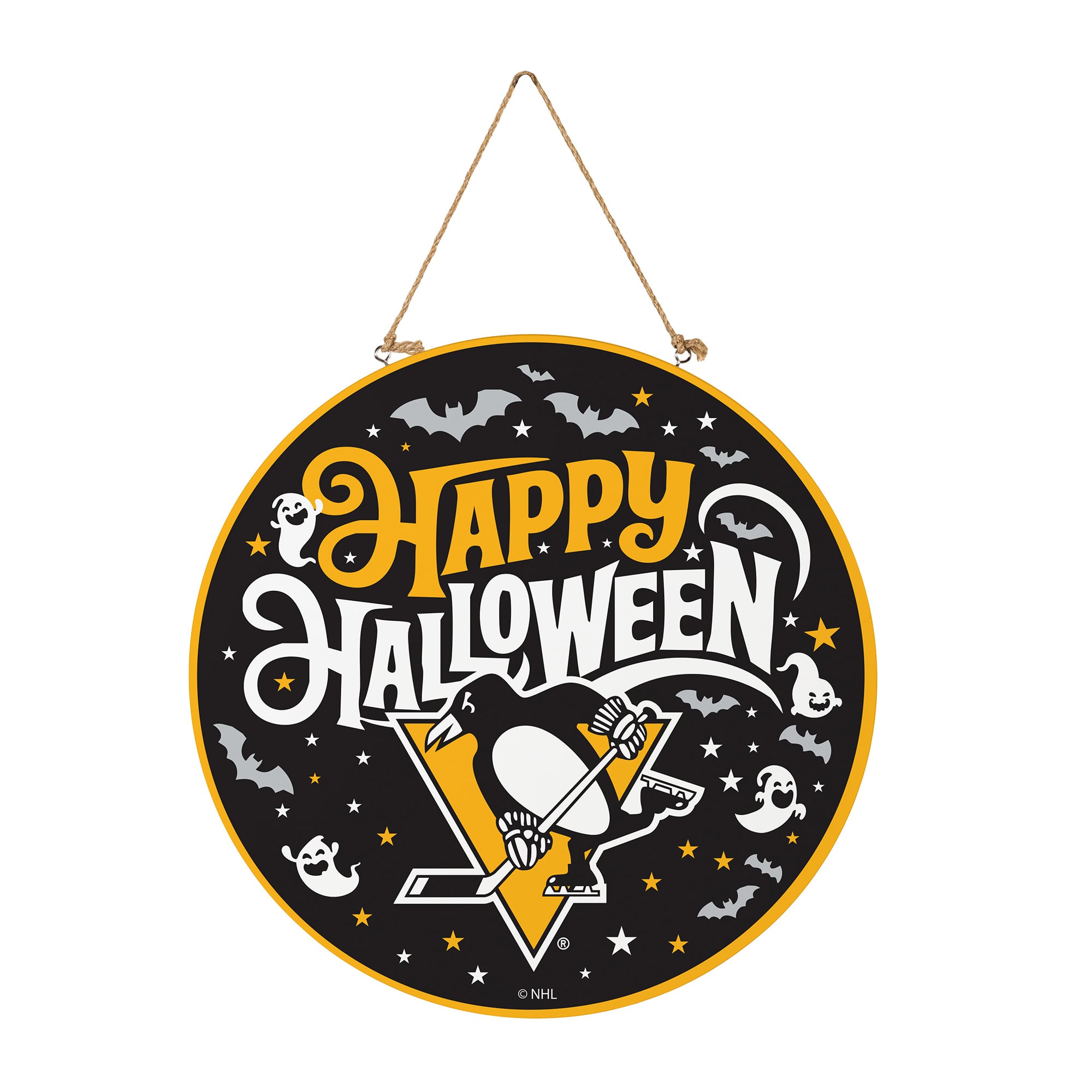 Pittsburgh Penguins 18" Happy Halloween Wooden Round Door Sign
