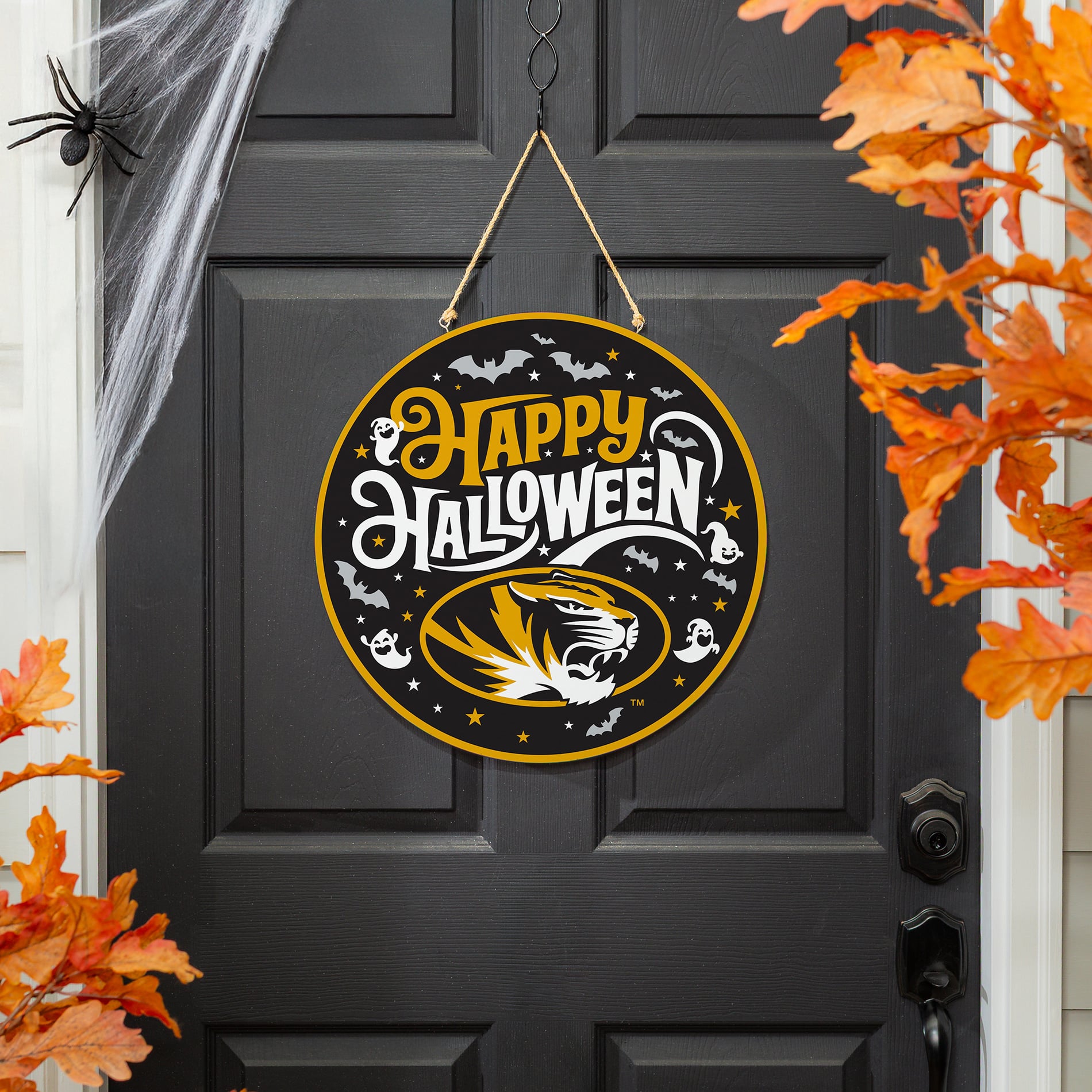 Missouri Tigers 18" Happy Halloween Wooden Round Door Sign