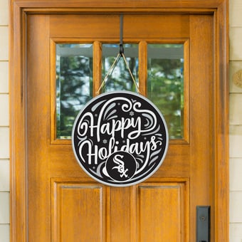 Chicago White Sox 18" Happy Holidays Wooden Round Door Sign