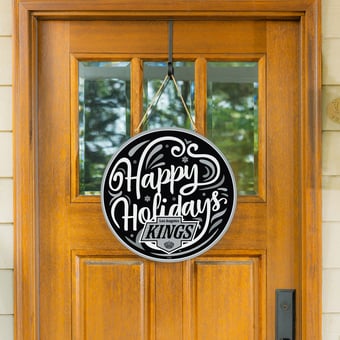 Los Angeles Kings 18" Happy Holidays Wooden Round Door Sign