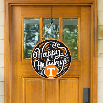 Tennessee Volunteers 18" Happy Holidays Wooden Round Door Sign