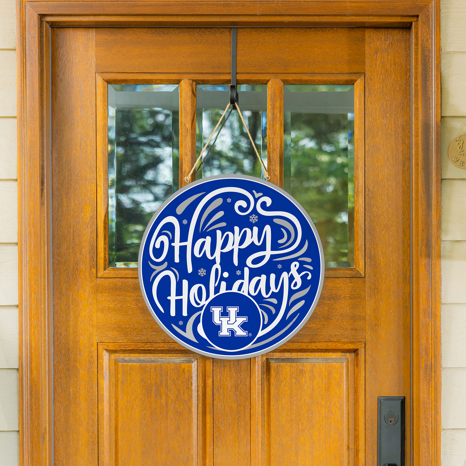 Kentucky Wildcats 18" Happy Holidays Wooden Round Door Sign
