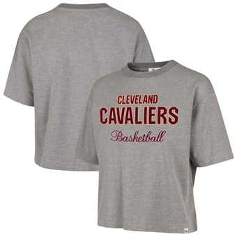 Women's '47  Gray Cleveland Cavaliers Pivot Drop Needle Cropped T-Shirt