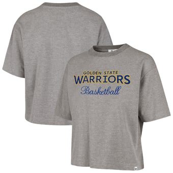 Women's '47  Gray Golden State Warriors Pivot Drop Needle Cropped T-Shirt