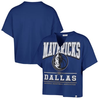 Women's '47 Blue Dallas Mavericks Elation Oversized Notch Neck T-Shirt