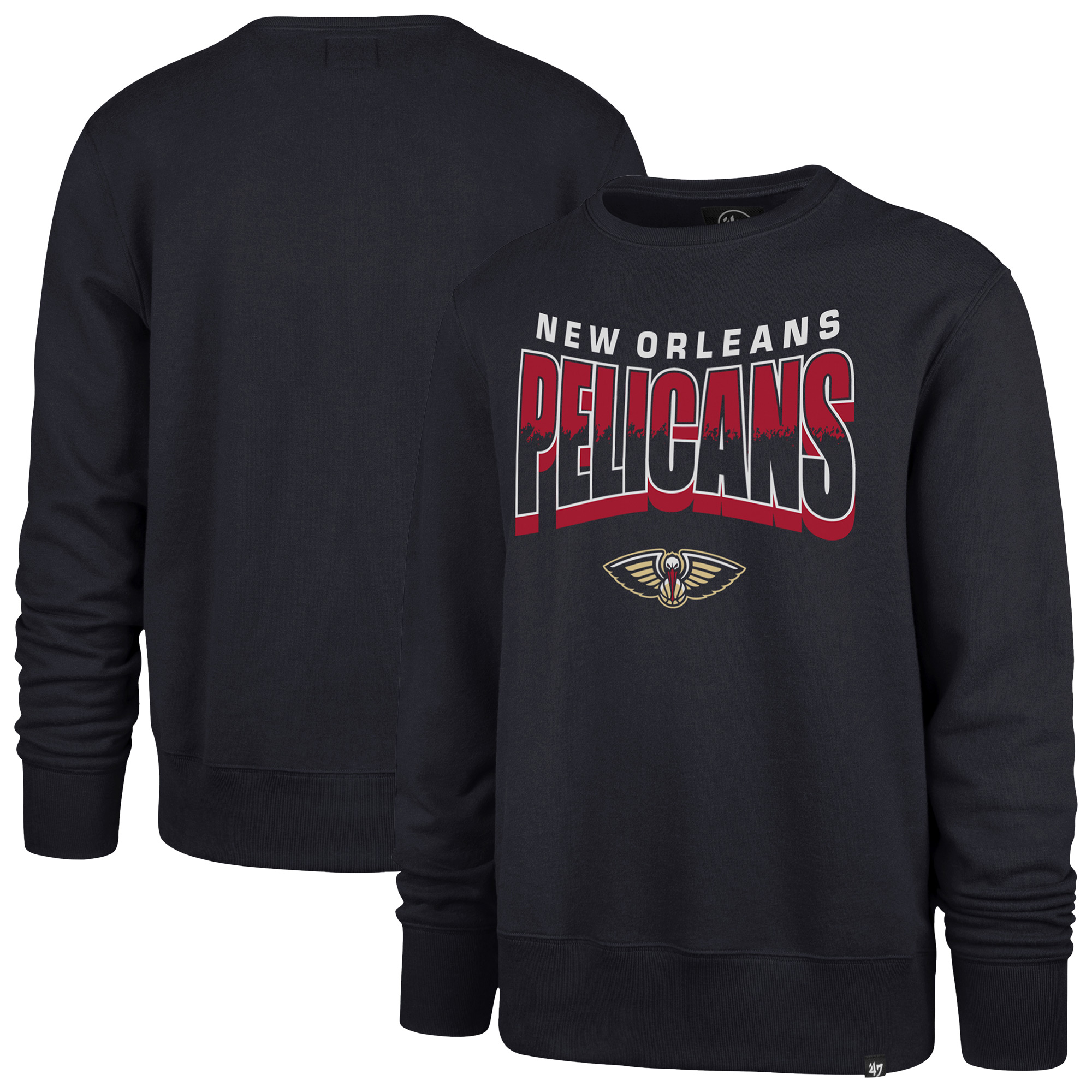 '47 Brand Men's and Women's Navy New Orleans Pelicans Brush By Headline Crewneck Sweatshirt - Navy