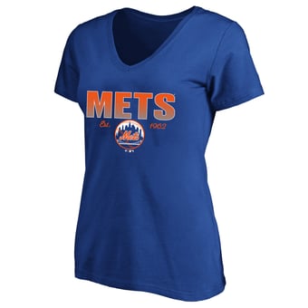 Women's Profile Royal New York Mets Plus Size Wordmark V-Neck T-Shirt