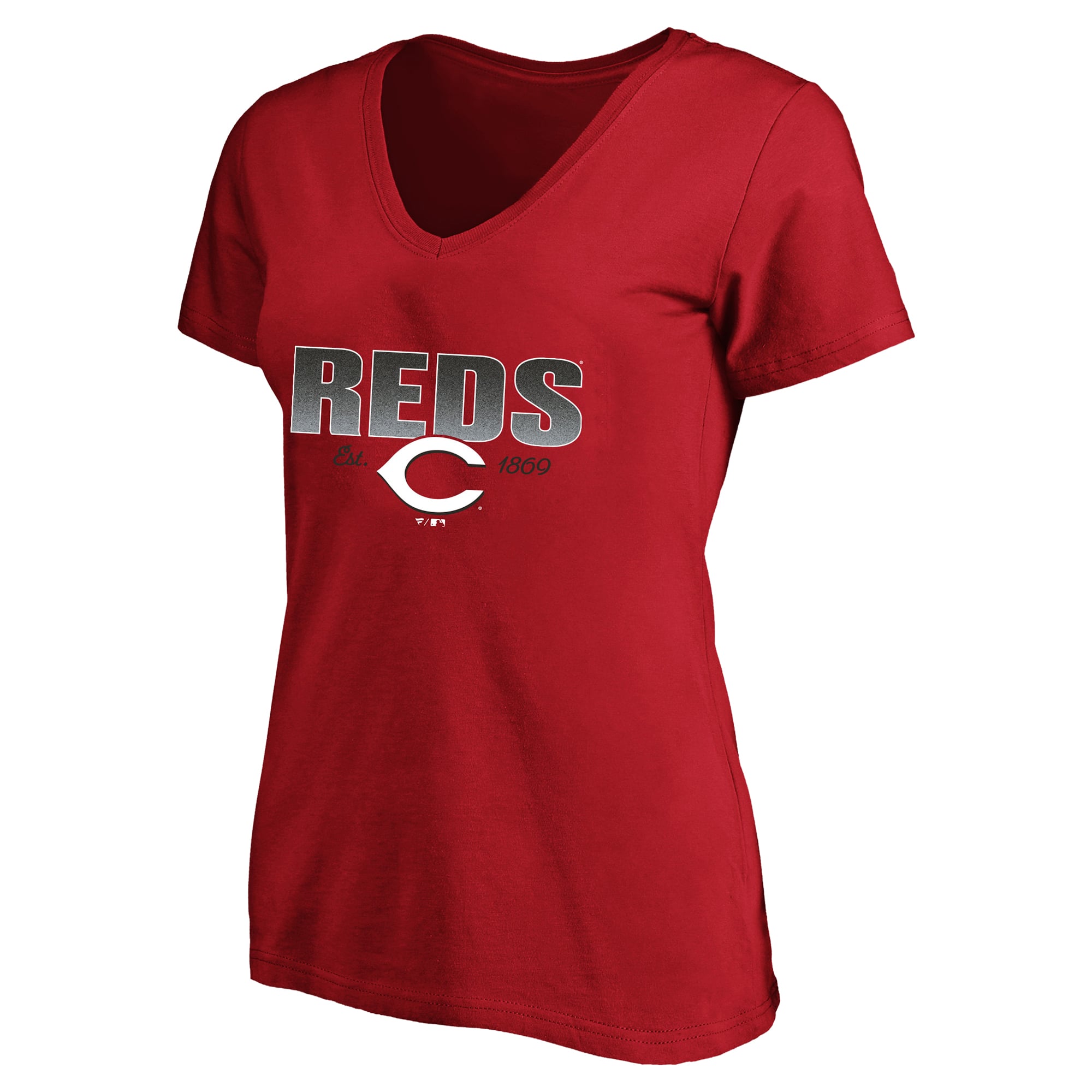 Women's Profile Red Cincinnati Reds Plus Size Wordmark V-Neck T-Shirt