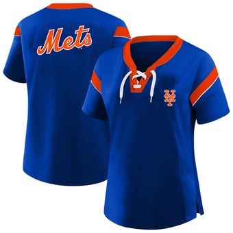 Women's Profile Royal New York Mets Plus Size Lace-Up T-Shirt