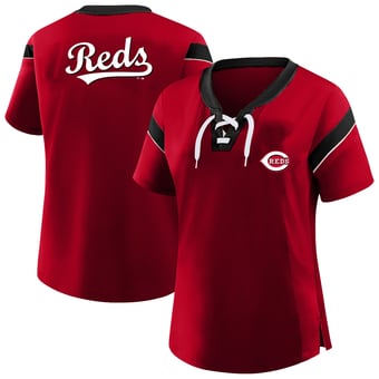 Women's Profile Red Cincinnati Reds Plus Size Lace-Up T-Shirt