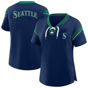 Women's Profile Navy Seattle Mariners Plus Size Lace-Up T-Shirt