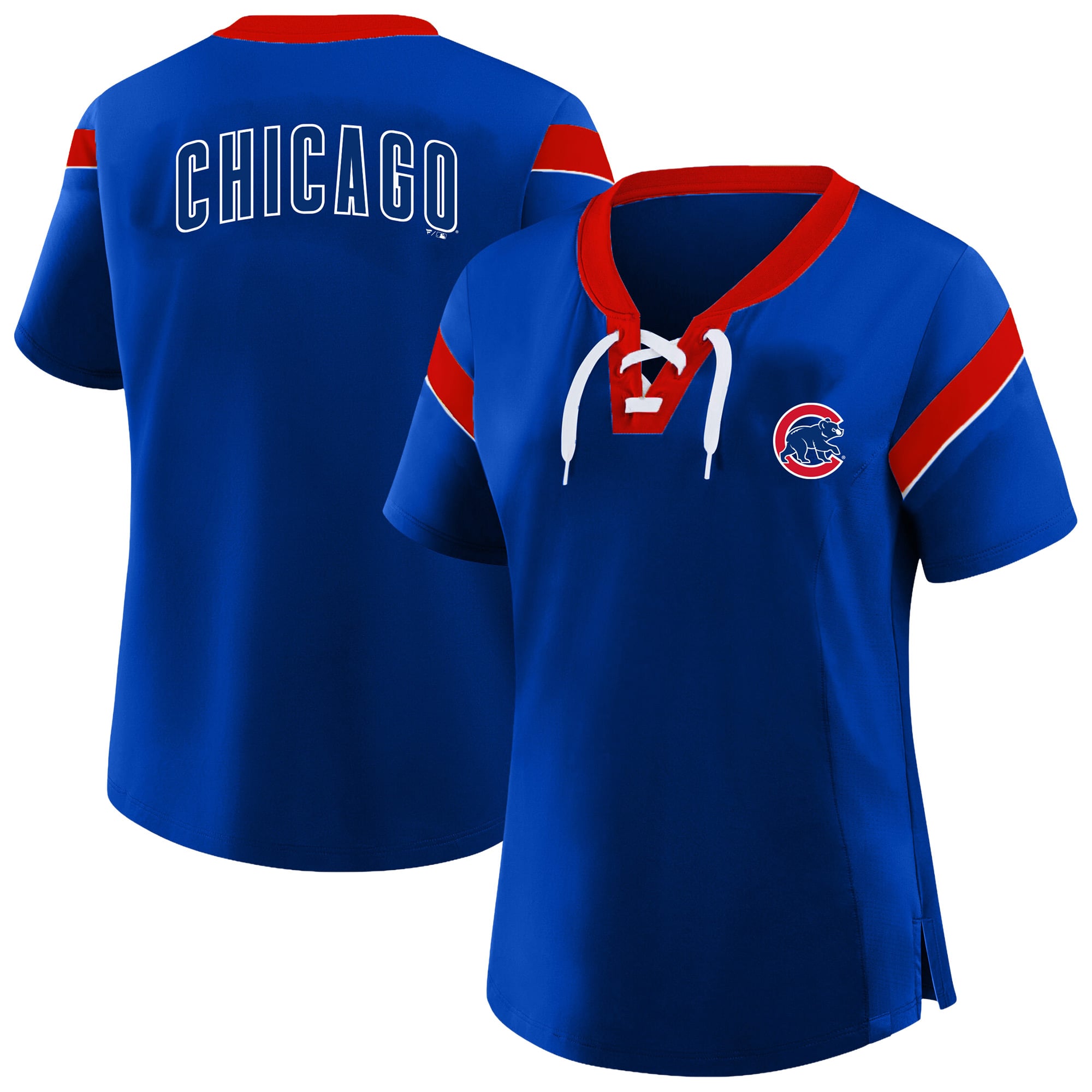 Women's Profile Royal Chicago Cubs Plus Size Lace-Up T-Shirt