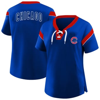 Women's Profile Royal Chicago Cubs Plus Size Lace-Up T-Shirt