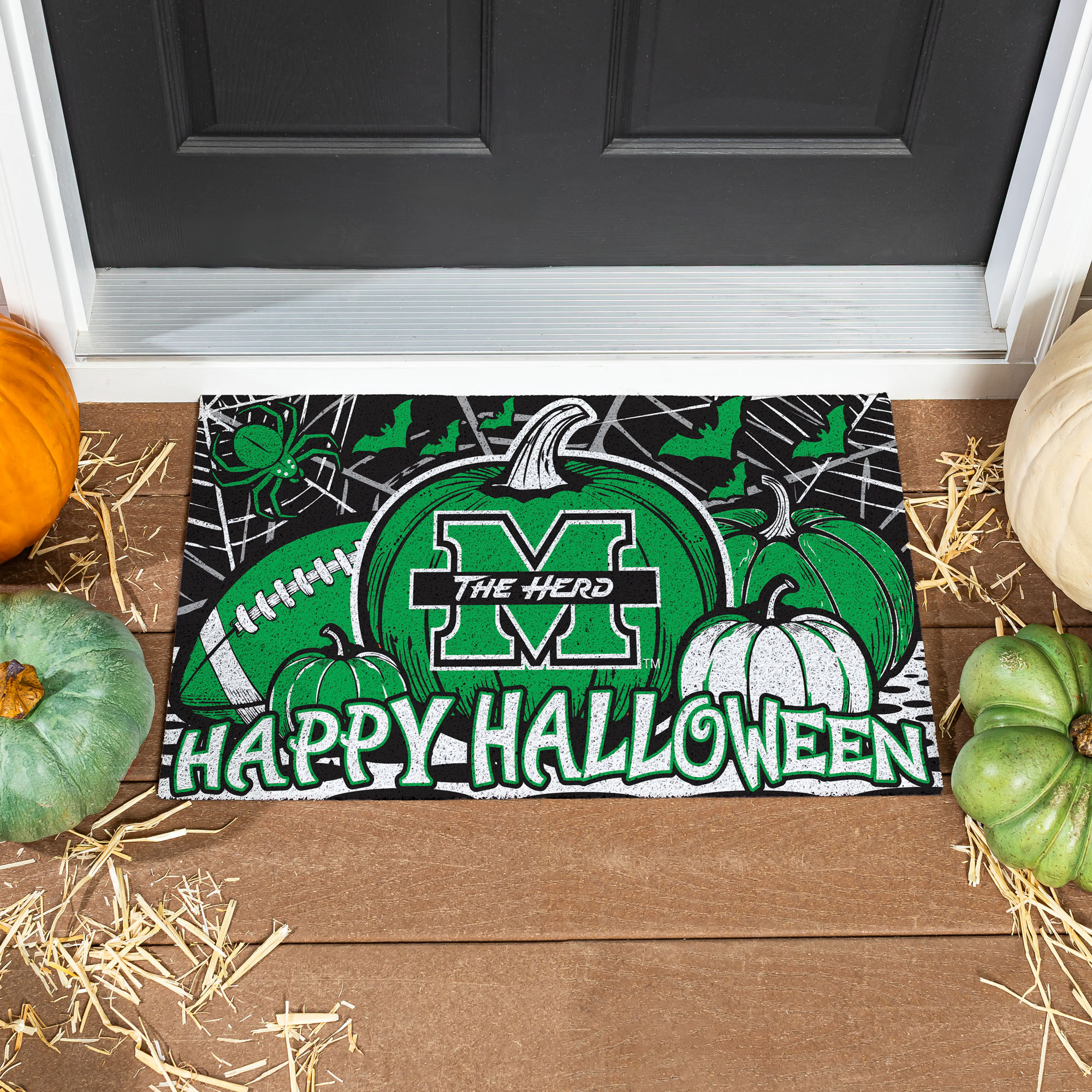 Marshall Thundering Herd 28" x 16" Happy Halloween Turf Door Mat