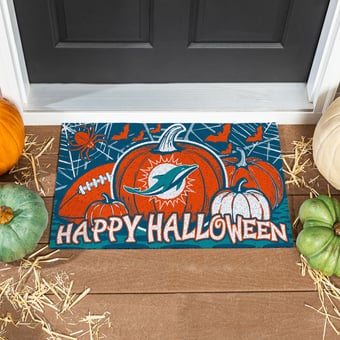Miami Dolphins 28" x 16" Happy Halloween Turf Door Mat
