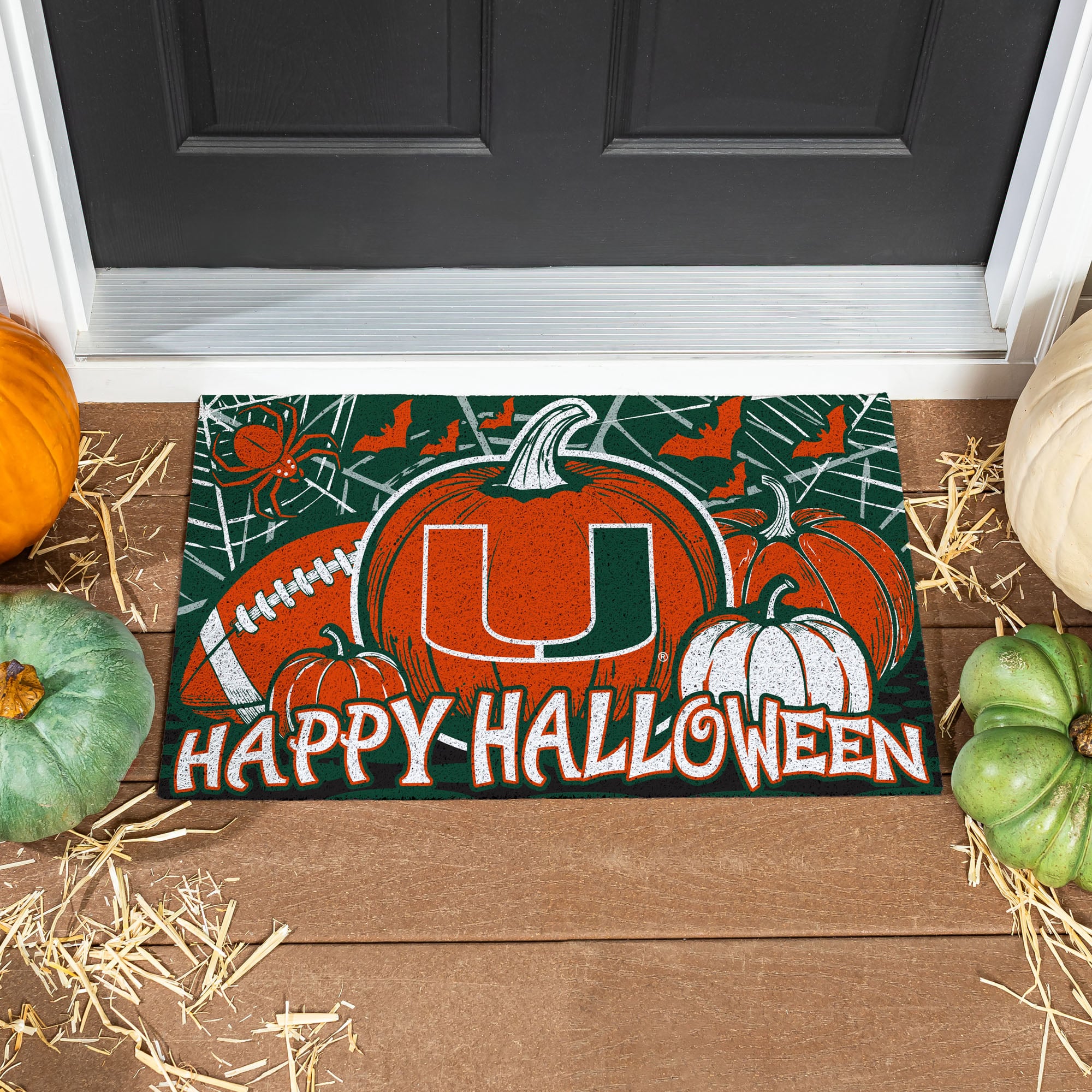 Miami Hurricanes 28" x 16" Happy Halloween Turf Door Mat