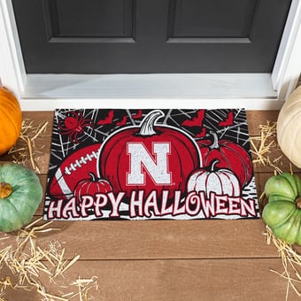 Nebraska Huskers 28" x 16" Happy Halloween Turf Door Mat