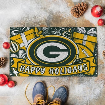 Green Bay Packers 28" x 16" Happy Holidays Christmas Turf Door Mat