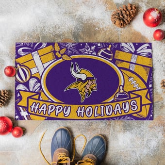 Minnesota Vikings 28" x 16" Happy Holidays Christmas Turf Door Mat