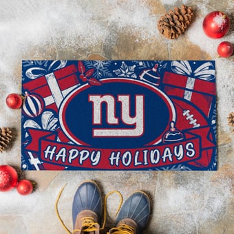 "New York Giants 28"" x 16"" Happy Holidays Christmas Turf Door Mat"