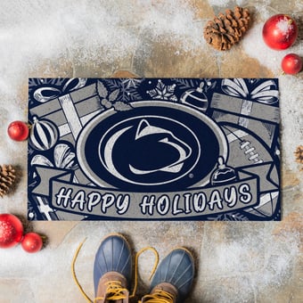 "Penn State Nittany Lions 28"" x 16"" Happy Holidays Christmas Turf Door Mat"