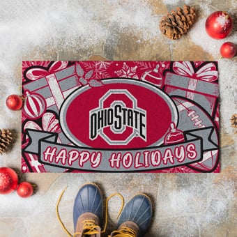 Ohio State Buckeyes 28" x 16" Happy Holidays Christmas Turf Door Mat
