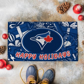 Toronto Blue Jays 28" x 16" Happy Holidays Christmas Turf Door Mat