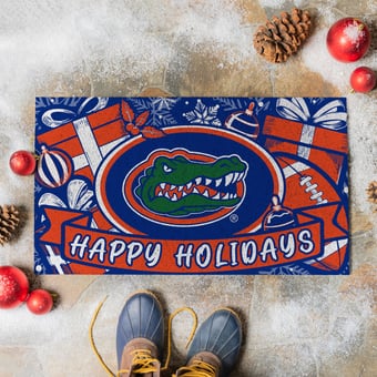"Florida Gators 28"" x 16"" Happy Holidays Christmas Turf Door Mat"