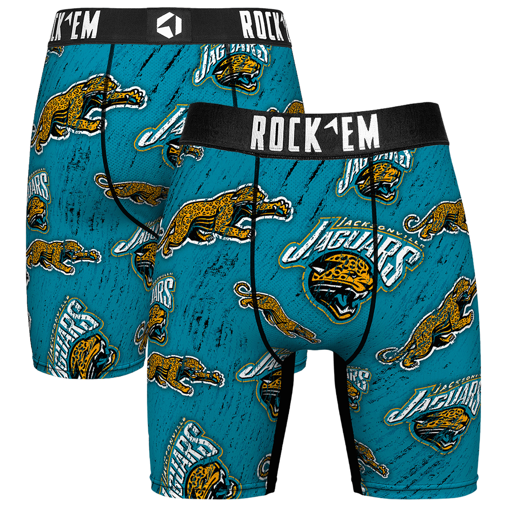 Unisex Rock Em Teal Jacksonville Jaguars Throwback Logo Allover Boxer Briefs