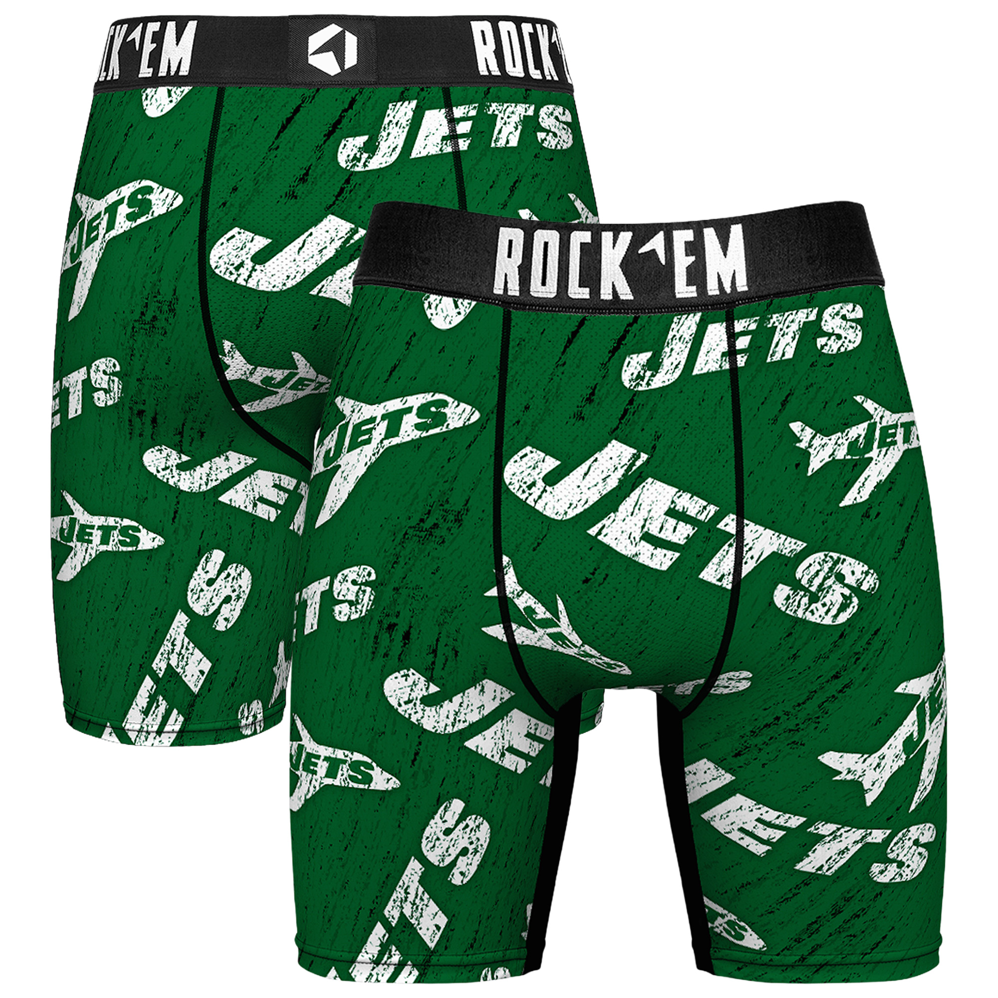 Unisex Rock Em Green New York Jets Throwback Logo Allover Boxer Briefs