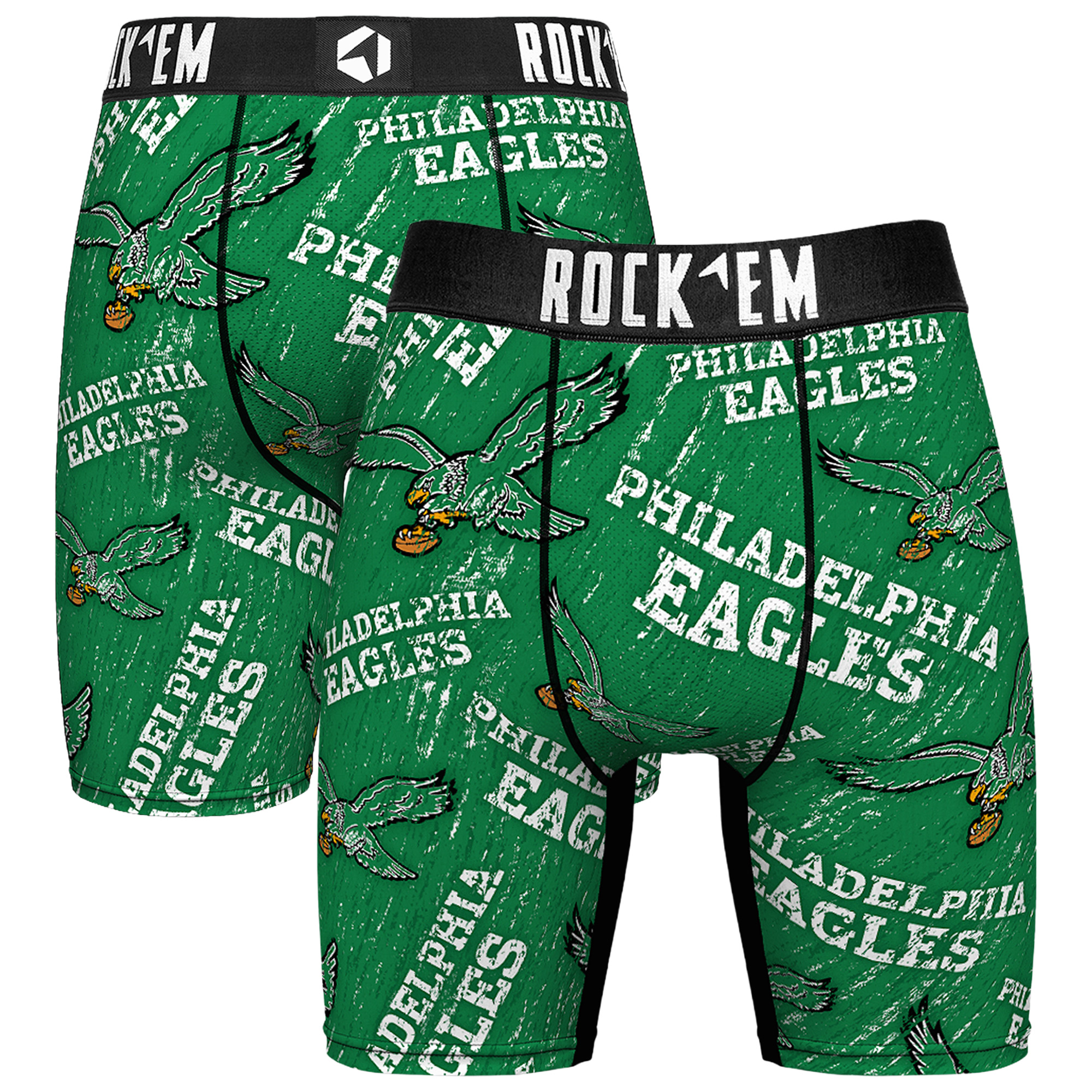 Unisex Rock Em Kelly Green Philadelphia Eagles Throwback Logo Allover Boxer Briefs