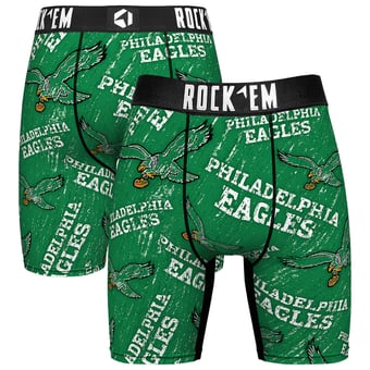 Unisex Rock Em  Kelly Green Philadelphia Eagles Throwback Logo Allover Boxer Briefs