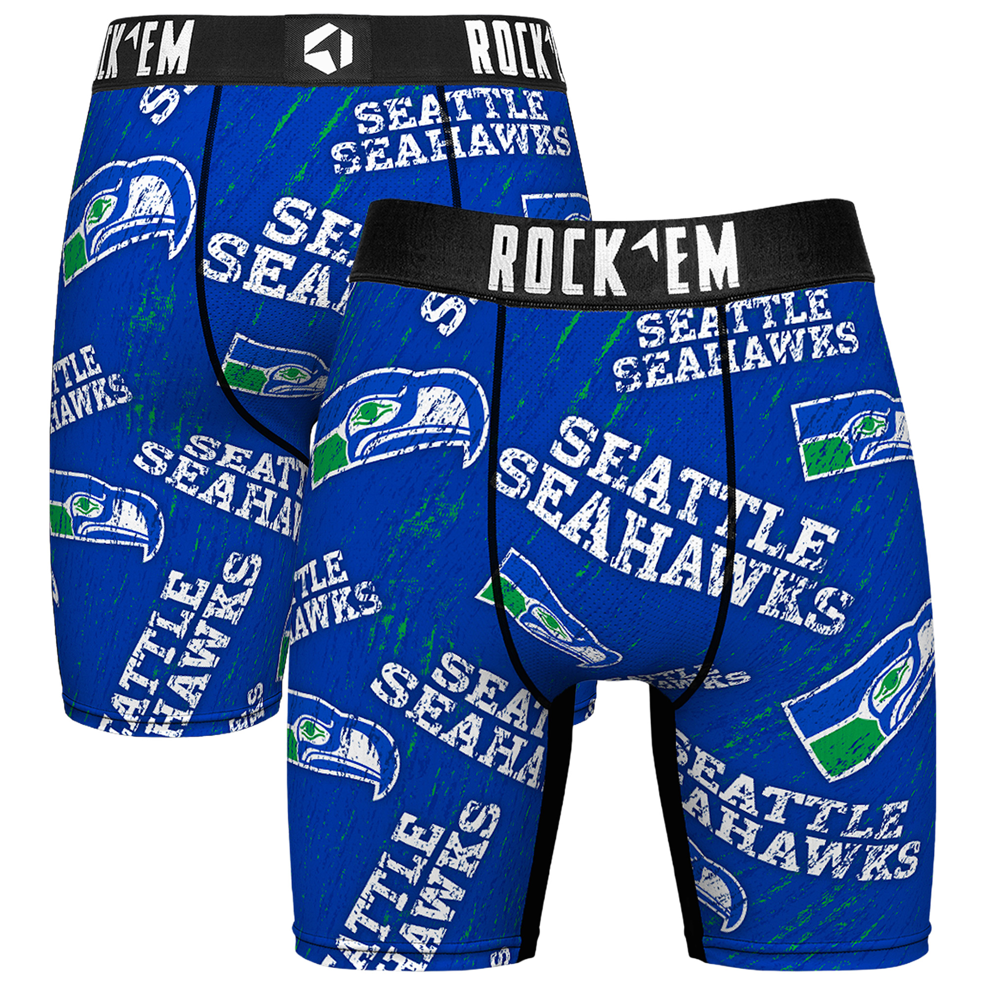 Unisex Rock Em Royal Seattle Seahawks Throwback Logo Allover Boxer Briefs