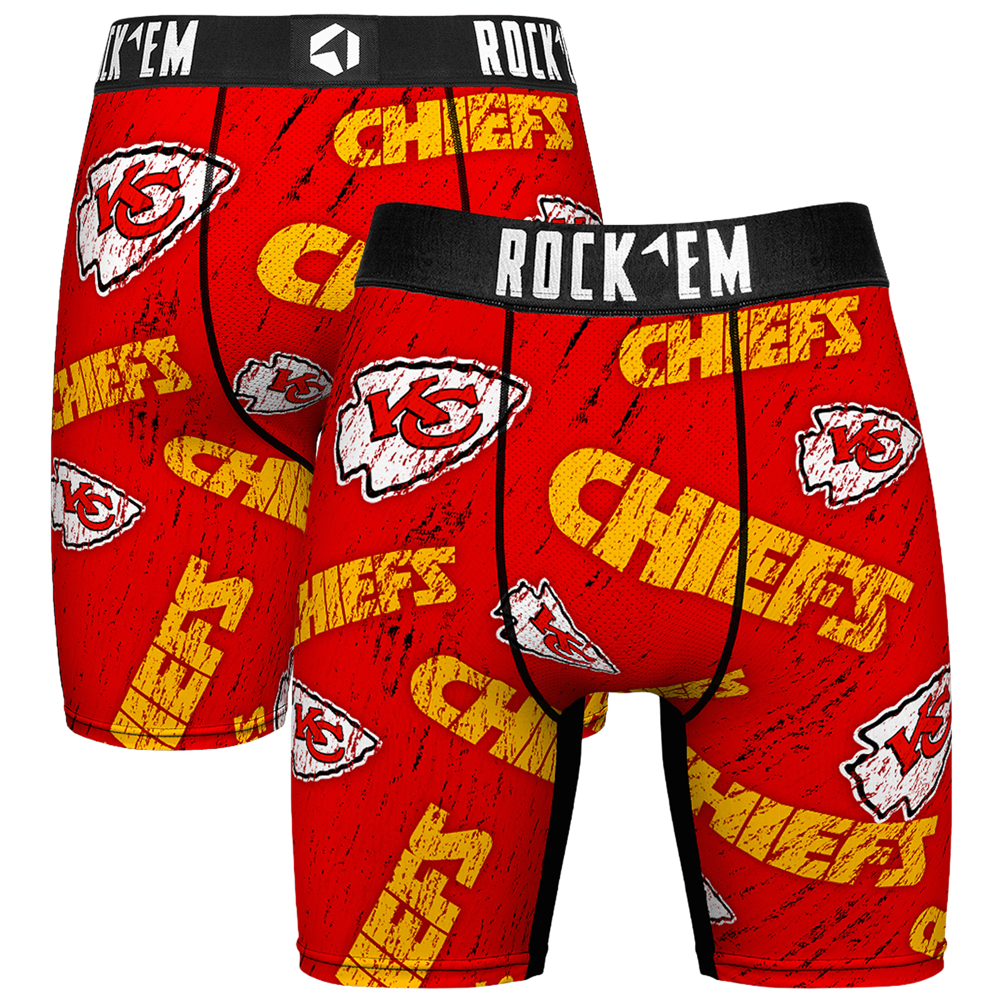 Unisex Rock Em  Red Kansas City Chiefs Throwback Logo Allover Boxer Briefs