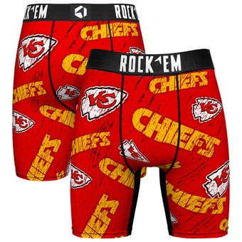 Unisex Rock Em  Red Kansas City Chiefs Throwback Logo Allover Boxer Briefs