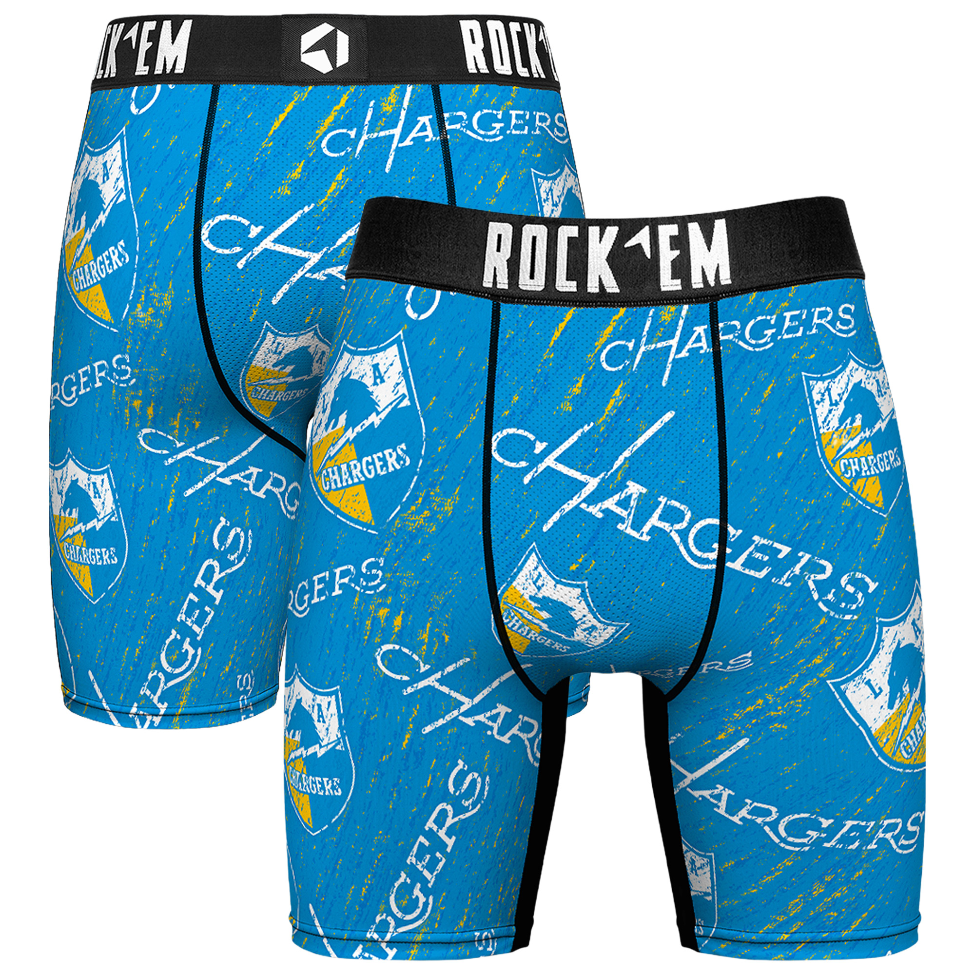 Unisex Rock Em Powder Blue Los Angeles Chargers Throwback Logo Allover Boxer Briefs