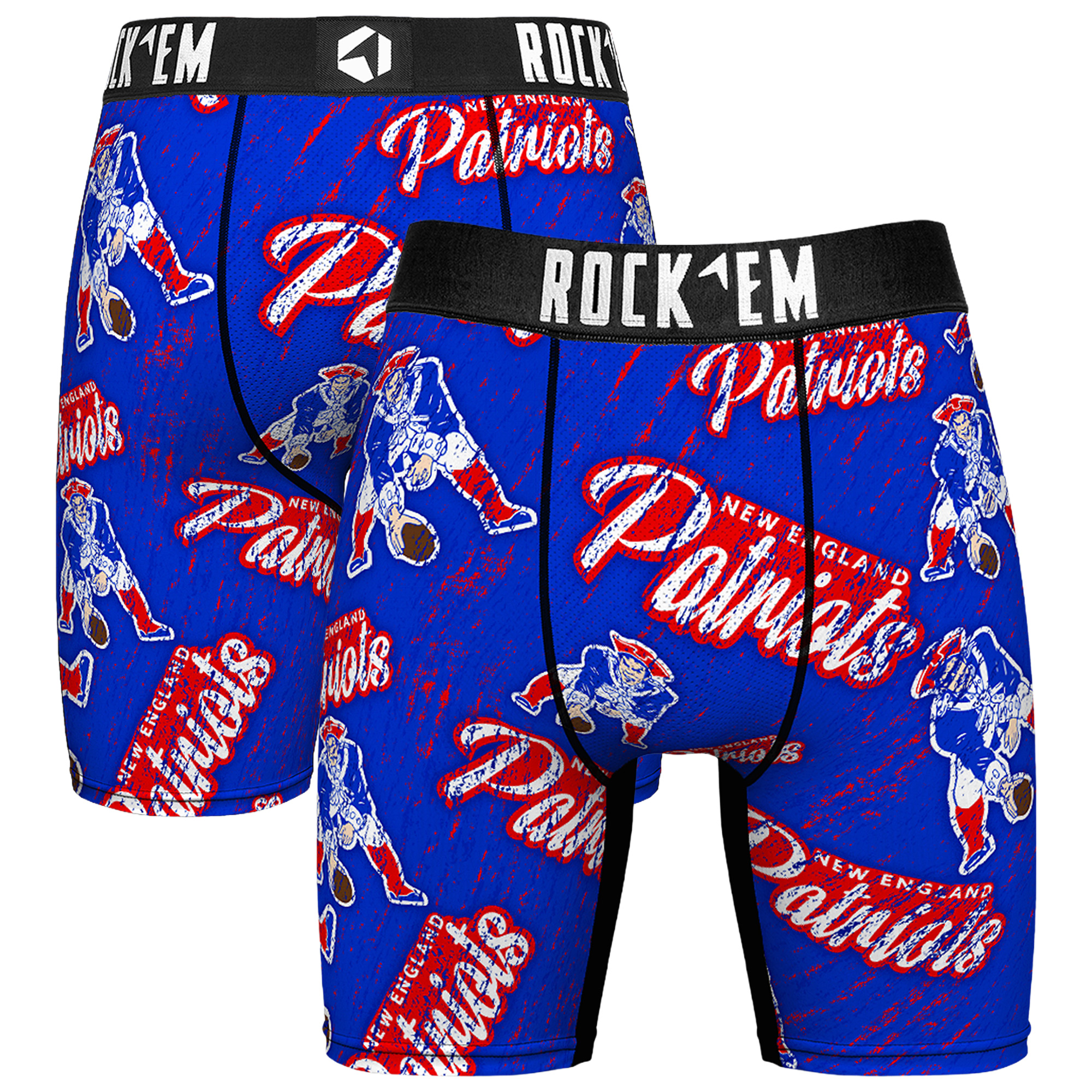 Unisex Rock Em Navy New England Patriots Throwback Logo Allover Boxer Briefs